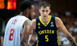 Wilhelm Falk plays during a basketball international friendly match between Poland and Swe...