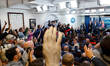 Reporters raise their hands to ask questions as U.S. President Donald Trump and holds a pr...