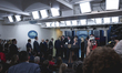 President Donald Trump and members of his administration leave the James Brady Press Brief...