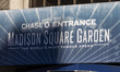 Close up at the logo inscription of MADISON SQUARE GARDEN. Exterior street view of the ico...