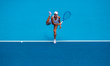 Magda Linette is seen during her third-round match at the Cincinnati Open in Mason, Ohio,...