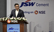 Sajjan Jindal, managing director of JSW Steel, speaks during the listing ceremony of JSW C...