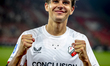 FC Utrecht midfielder Victor Jensen celebrates the victory after the game during the match...