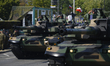 Soldiers of the Polish armed forces ride Korean K2 ''Black Panther'' main battle tanks dur...
