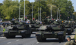 Soldiers from the Polish Armed Forces ride a U.S.-made M1A2 Abrams main battle tank during...