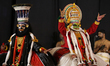 Indian artists led by N. Ramankutty perform Kathakali, a traditional dance performed espec...