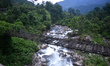 A broken wooden bridge is seen in Sittong, Darjeeling, West Bengal, India, on August 16, 2...