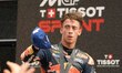 Pedro Acosta of Red Bull KTM Factory Racing stands on the winners' podium during the Sprin...