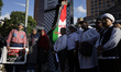 Pro-Palestinian activists install the anti-monument, The Gate of Resistance and Life for P...