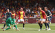 Goalkeeper Jari de Busser of Go Ahead Eagles makes a save during the match between Go Ahea...
