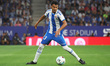 Omar El Hilali plays during the match between RCD Espanyol and Club Atletico de Madrid, co...