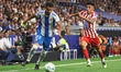 Omar El Hilali and Thiago Almada play during the match between RCD Espanyol and Club Atlet...