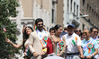 In New York, New York, on August 17, 2025, Vijay Deverakonda, Rashmika Mandanna, and New Y...