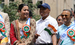 In New York, New York, on August 17, 2025, Rashmika Mandanna and New York City Mayor Eric...