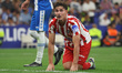 Julian Alvarez plays during the match between RCD Espanyol and Club Atletico de Madrid, co...