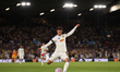 Ethan Ampadu of Leeds United crosses during the Premier League match between Leeds United...