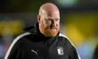 Andy Wing, the manager of Barrow AFC, stands at the full-time whistle during the Sky Bet L...