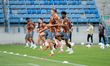 Shakhtar players train at Henryk Reyman Municipal Stadium ahead of the UEFA Conference Lea...