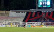 The final scoreline is displayed on the match venue scoreboard during the UEFA Conference...
