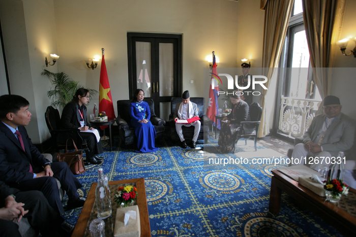 Vice President Of Vietnam Vo Thi Anh Xuan Holds Courtesy Meeting With Nepali Counterpart