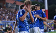 Nico Paz of Como 1907 celebrates after scoring the goal to make it 2-0 during the first da...