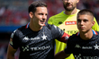 Angel Rodado and Maciej Kuziemka play during the game between Wisla Krakow and Slask Wrocl...