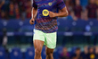 Ronald Araujo of FC Barcelona warms up before the LaLiga EA Sports match between Levante U...