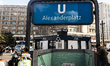 A sign is at the entrance to the Alexanderplatz U-bahn station in Berlin, Germany, on Augu...