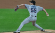 Miami Marlins relief pitcher Tyler Zuber (55) throws during the first inning of a baseball...