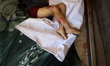 (EDITOR'S NOTE: Image depicts death) Palestinians mourn outside Shifa hospital in Gaza Cit...