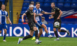 Luke Hannant of Oldham Athletic battles for possession during the Sky Bet League 2 match b...