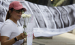 Mothers and fathers of families of missing persons gather at the Glorieta de las Personas...