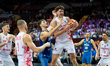 Dominik Olejniczak and Roman Sorkin play during the FIBA EuroBasket match between Poland a...
