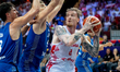 Aleksander Balcerowski plays during the FIBA EuroBasket match between Poland and Israel in...