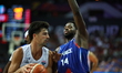DENI ADVIJA and MOUHAMMADOU JAITEH play during the EuroBasket 2025 game between Israel and...