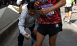 A runner is treated by medical staff during the XLII Mexico City International Marathon in...