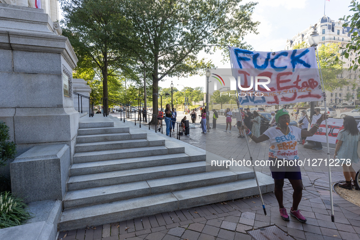 Protesters Organize Outside The Office Of The Mayor Of The DC Against ICE, The Epstein Files, And The National Guard
