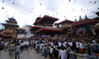 Nepali Hindu devotees pull a sacred pole locally called ''Ya: Shi,'' marking the formal st...