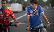 Mark Gene and #16 Charles Leclerc of the team Scuderia Ferrari HP, Ferrari SF-25, are in t...