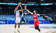 Elie Okobo of France competes with Tornike Shengelia of Georgia during the FIBA EuroBasket...