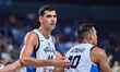 Konstantinos Mitoglou, number 44, and Kostas Sloukas, number 10, of Greece play during the...
