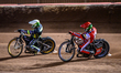 Brady Kurtz of Belle Vue Aces in Red chases Jason Doyle of Ipswich Witches in White during...