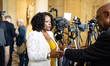 Beatrice Bellay, deputy of the Socialistes et Apparentes parliamentary group, speaks to th...