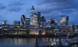 The night view of the area known as ''the City,'' the well-known financial district of Lon...
