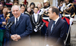 Francois Bayrou, the outgoing prime minister, speaks during the handover ceremony marking...