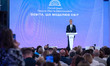 President of the Republic of Finland Alexander Stubb delivers a speech during the Fifth Su...