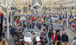 Visitors explore the Mercedes exhibition with the presentation of the all-new electric GLC...