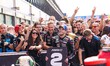 Marco Bezzecchi of Aprilia Racing MotoGP is happy after the victory during the race and wi...