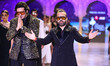 Actor Zayed Khan is with designer Wrickie Angrish during the Fashion Connect Season-21 in...