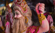 Clay idols of Lord Vishwakarma are displayed for sale in Kathmandu, Nepal, on September 16...